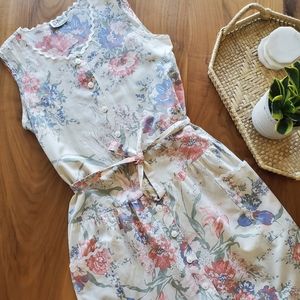 VINTAGE Cottage-core floral midi dress